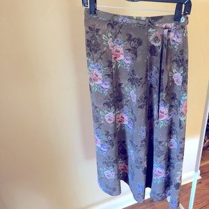 Brown Floral Midi Skirt